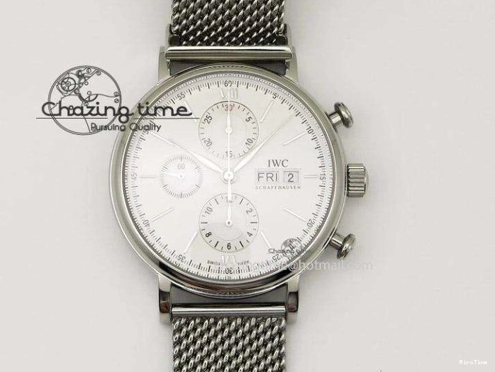 MIROTIME 0420 Portofino Chrono SS Black Dial on Black Leather Strap A Refined 7390